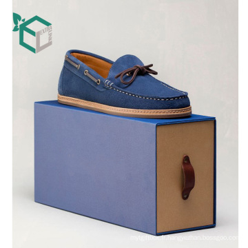 Hommes haut de gamme chaussures adultes ondulé brun papier kraft impression bleu boîte à chaussures pour hommes
